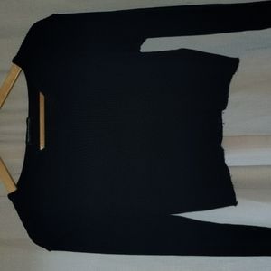 Cropped Navy Long Sleeve Shirt